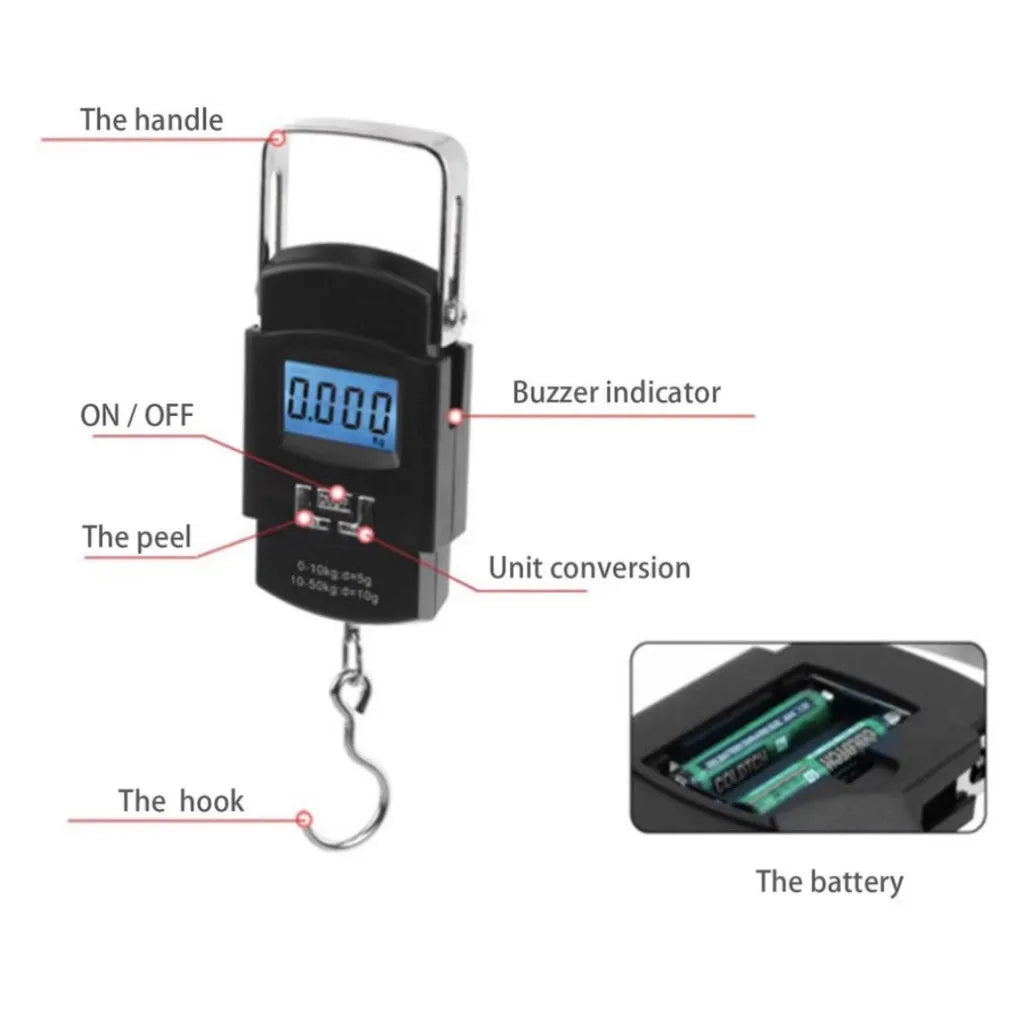 Balança Portátil Digital para Mala e Bagagem - Até 50kg | Ideal para Viagens, Pesca e Uso Geral