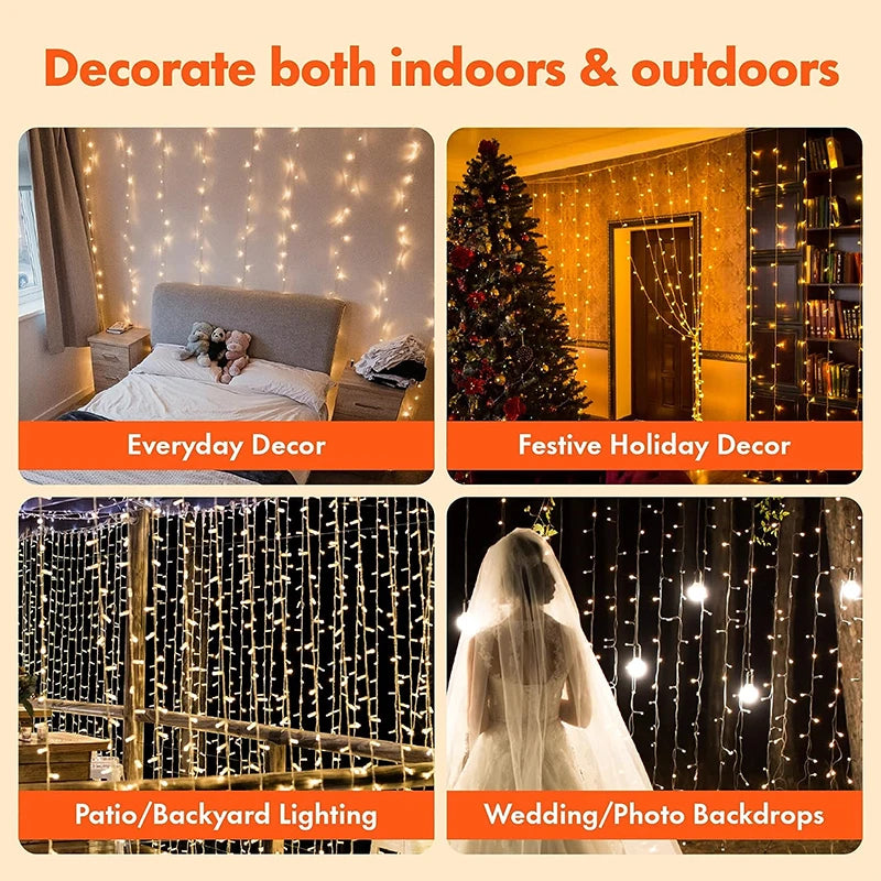 Luzes LED String para Decoração – 8 Modos, USB, Natal, Casamento, Jardim, 3m